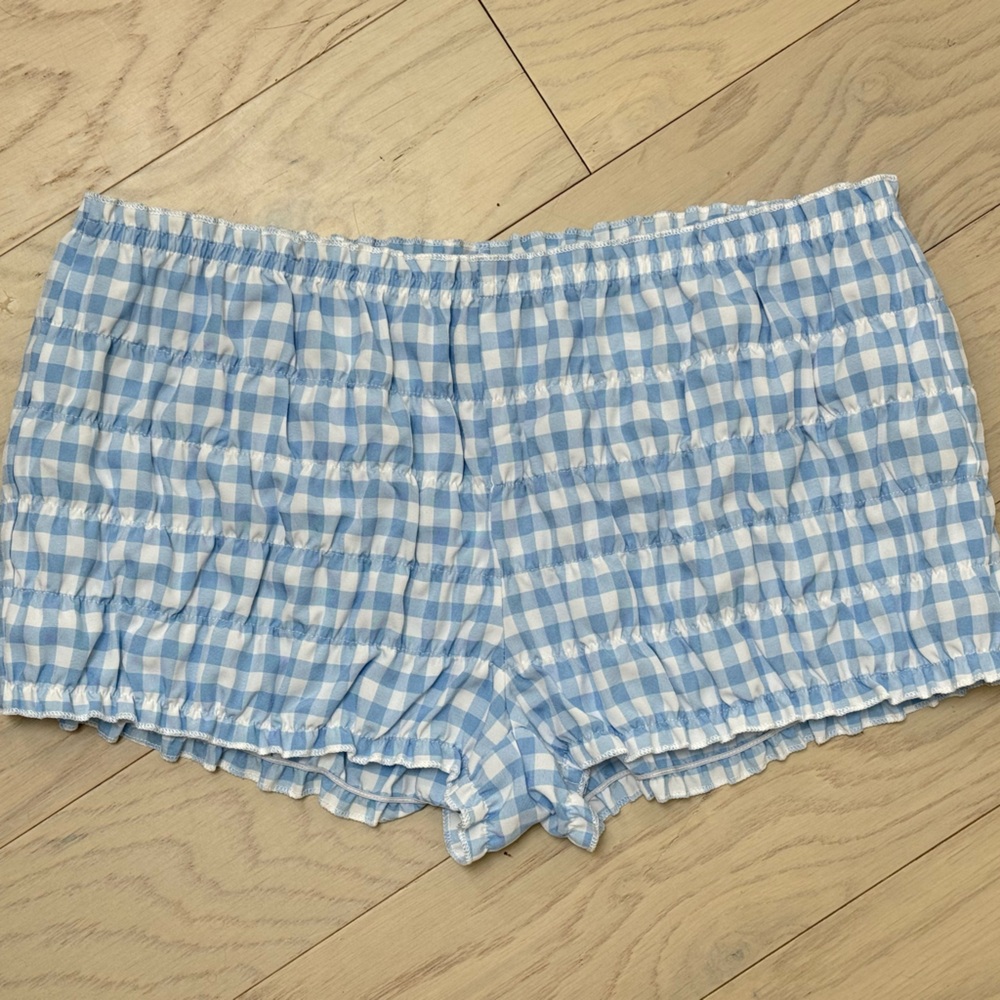 Edikted Light Blue Gingham Ruffle-Trim Shorts - Never worn!!! - Picture 2 of 3
